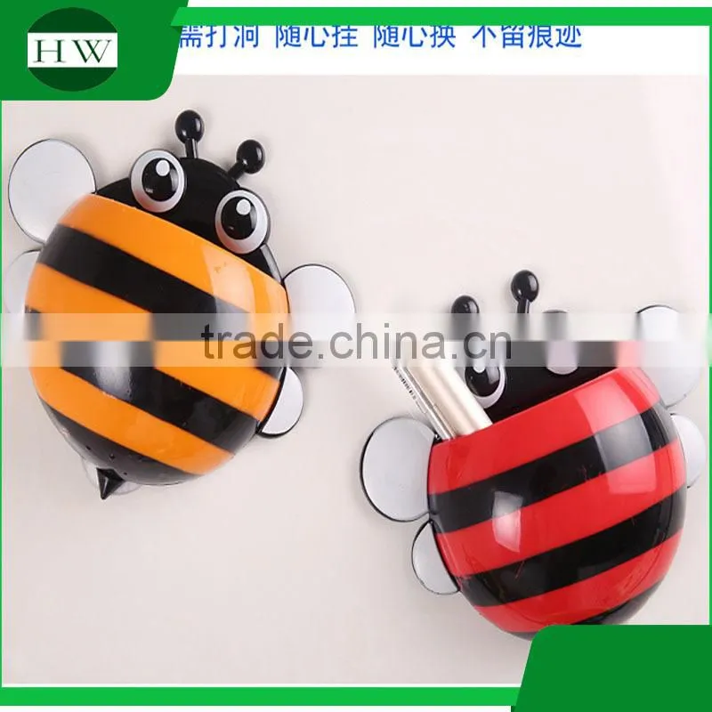 Sucker Toothbrush Holder Bee shape plastic toothbrush holder Bee Wall Mount Strong Chuck Plastic Little Bee With Suction Cup