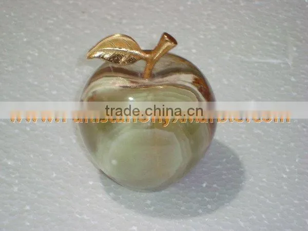 Most Amazing WHOLESALE 2017 NATURAL STONE ONYX APPLE WITH BRASS LEAF HANDICRAFTS