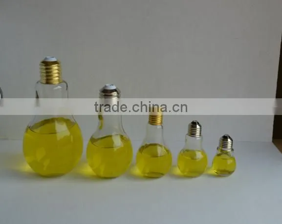 wholesale mini bulb light shape glass cooking oil bottle with hole lid