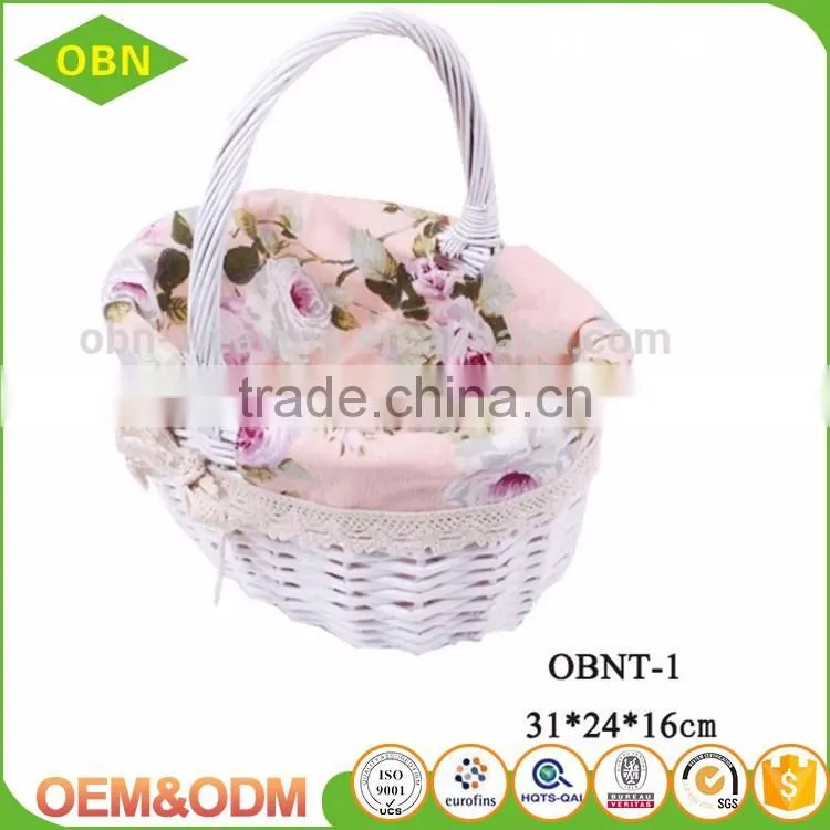 White wicker empty flower girl baskets wholesale
