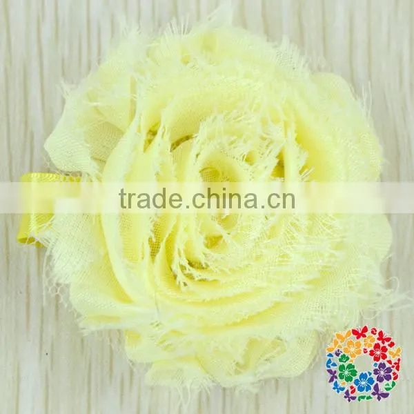 2015 Wholesale Beautiful Purple Artificial Chiffon Flower Shabby Flower Hair Clips For Kids & Girls