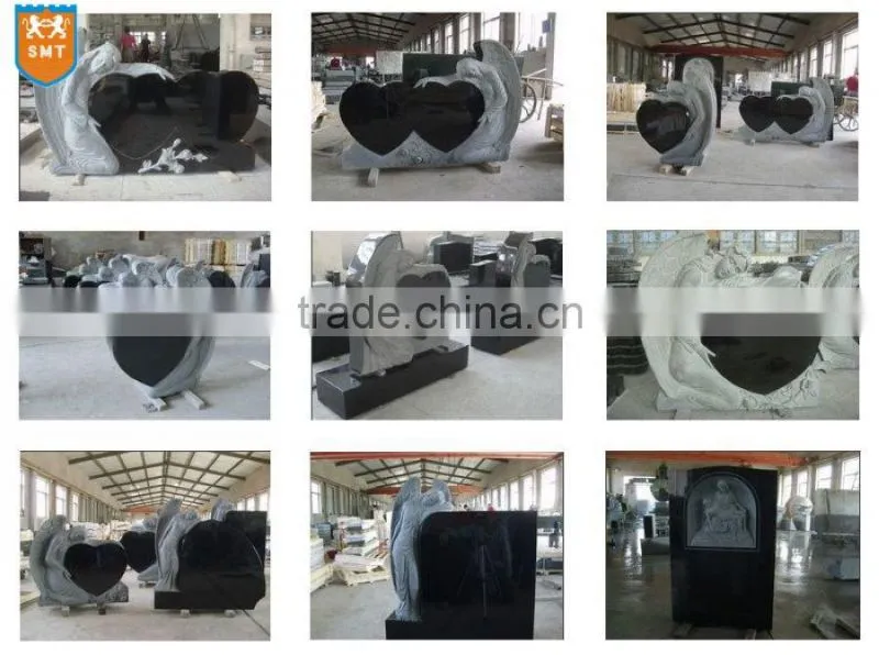 Chinese Shanxi Black Granite Headstone Tombstone & Monument