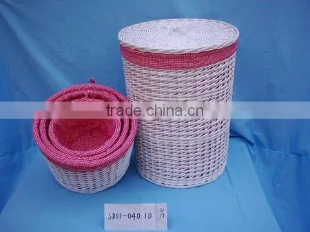 large wicker basket with lid for sundries