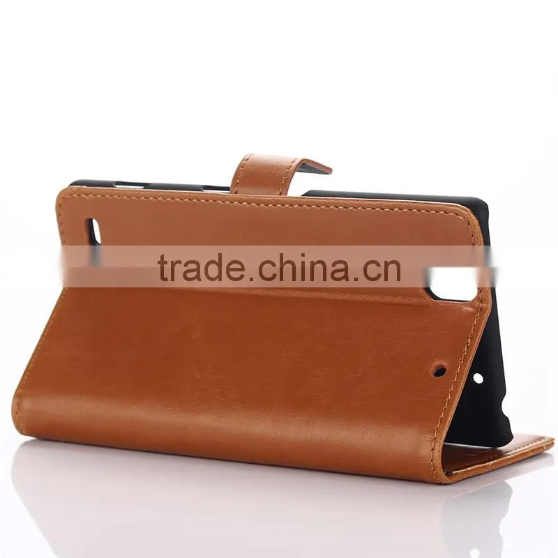 High quality crazy-horse PU card bumper/pocket cell phone case for Sony