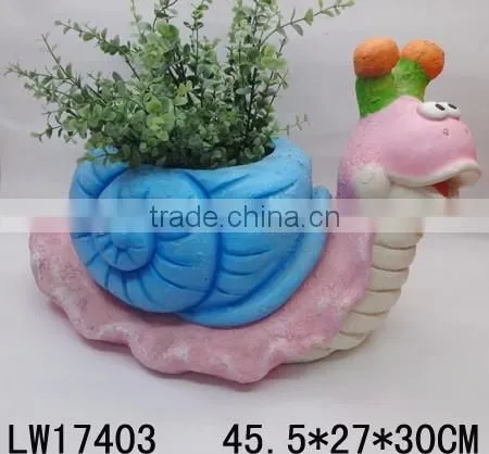 Finely Processed Newly Polyresin Craft Lovely Style Resin Animals Snail Flowerpot