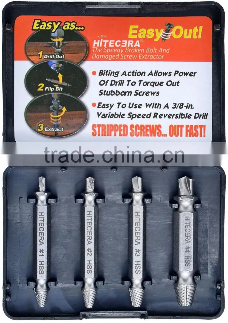 2016 speed out 4pcs screw remover for stripped screw easy out screw extactor
