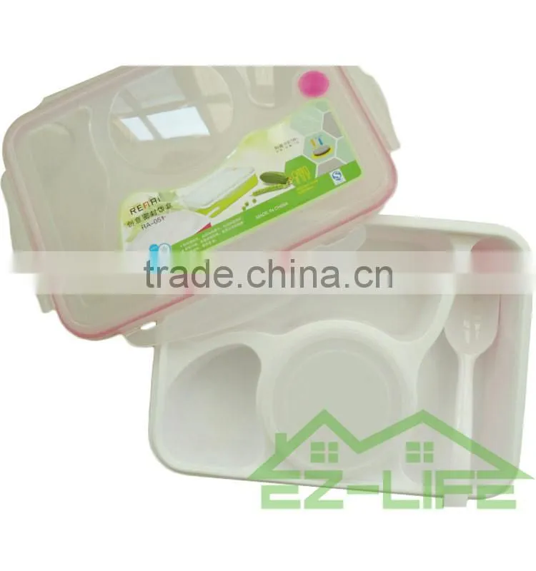multifunctional BPA free plastic bento lunch box 4 compartments for adults with soup bowl