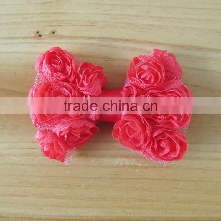 shabby bow flower clip for kids hair accessories