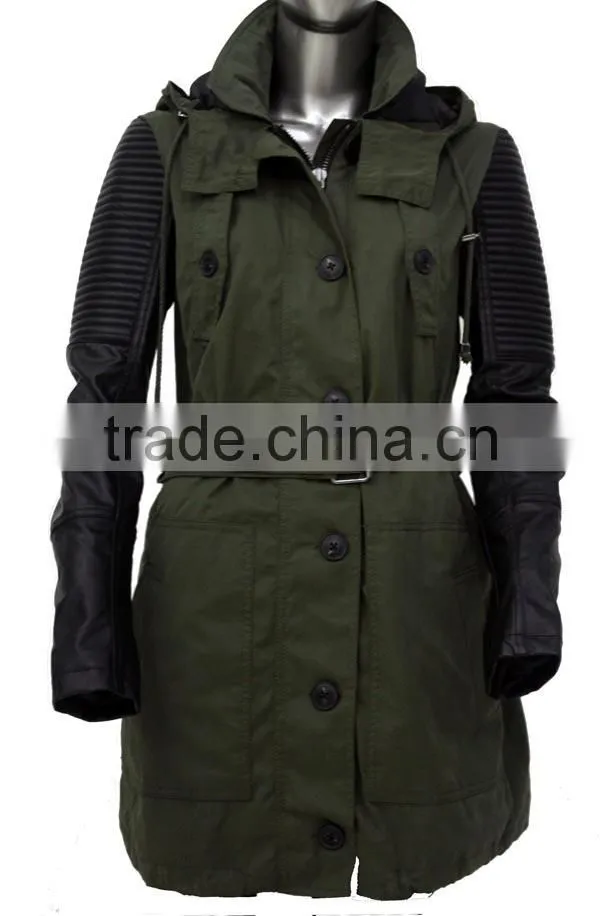 ALIKE lady jacket cotton jacket with pu sleeves