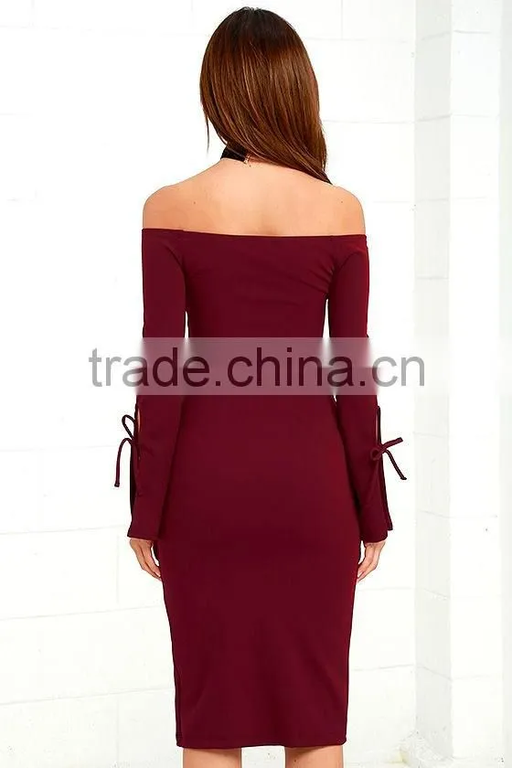 2017 Two piece set women clothing off the shoulder long sleeves top and slim skirt