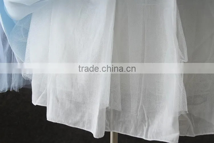 High quality OEM Princess Blue Short sleeves Embroidery Flower girls party dresses Lovely Fluffy Tulle baby Communion dresses
