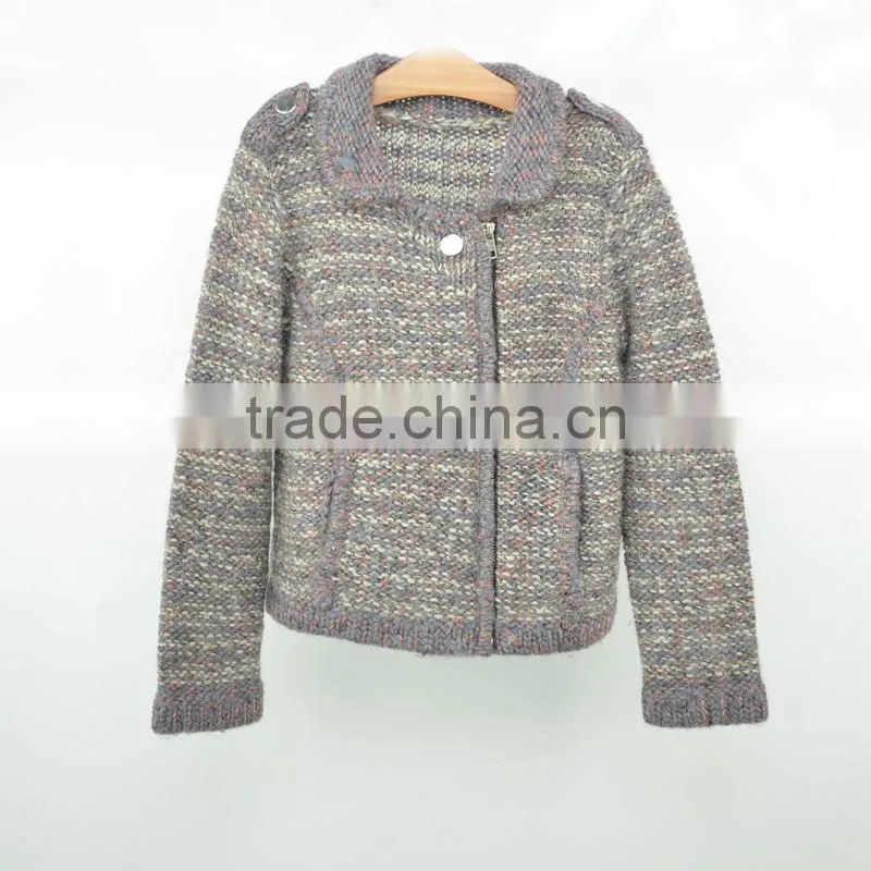 Hand Knitted Kids Cardigan Wool Sweater Knitting Design For Girl