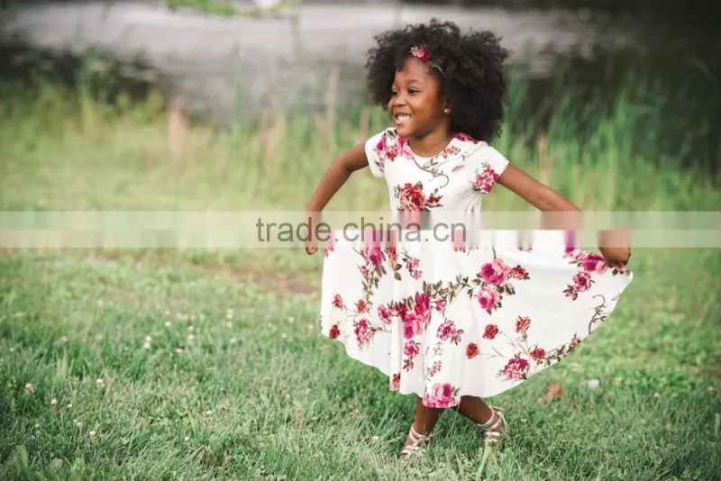 Match Mom And Daughter Clothing Mommy And Me Vintage Style Beach Dress With Flower