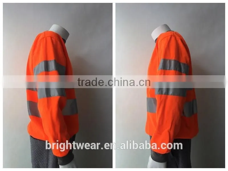 100% polyester inner brush fleece hi vis sweatshirt meet EN ISO20471