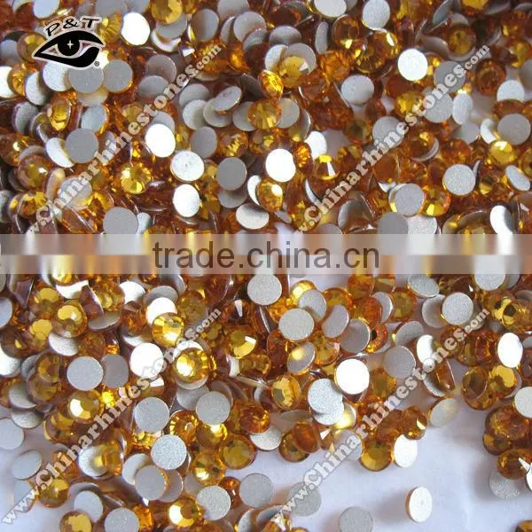 Flat back DMC rhinestone non hotfix silver foiled back crystal SS16 Topaz for dress shoes bags