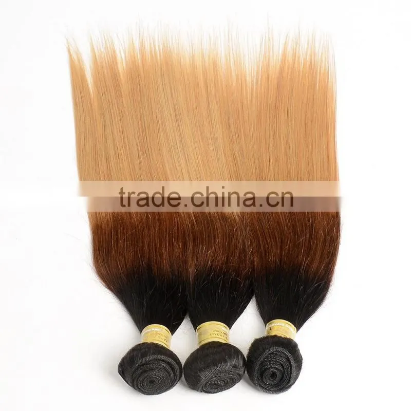 Color 1b/4/27 Straight Wave Brazilian Hair Weave Blonde and Brown