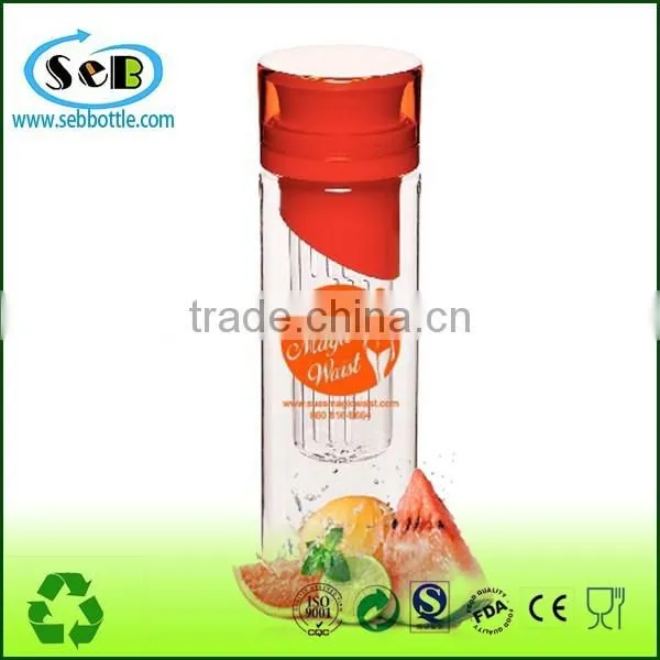 2016 BPA free fruit infuser water bottle with different color