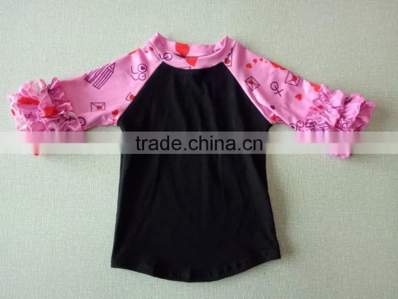 Factory in China kids tops spring long sleeve icing shirt children easter bunny shirt baby girls icing ruffle shirts
