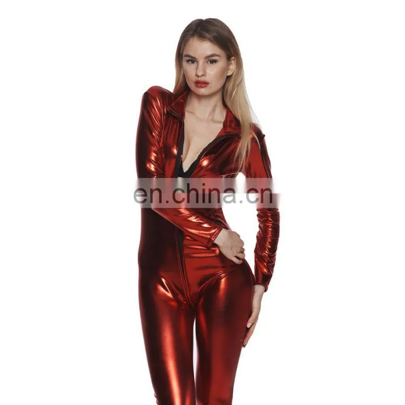 Black fetish bodysuit clubwear sexy costume latex catsuit manufacturer