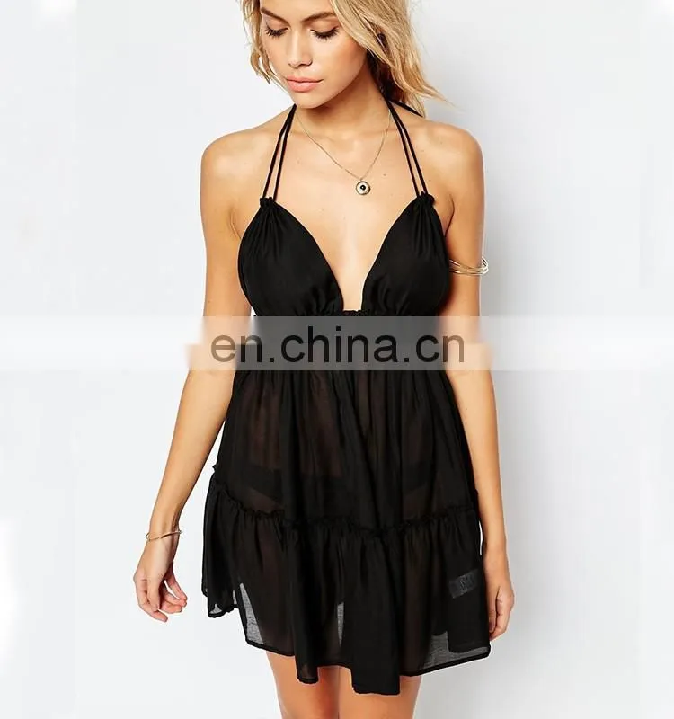 Top quality long sleeve cotton mini dress latest designer one piece girls party dresses