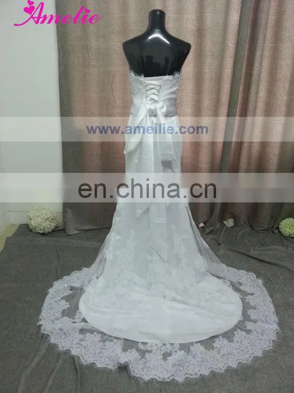 AC1036 A Line Lace Appliqued Wedding Dress