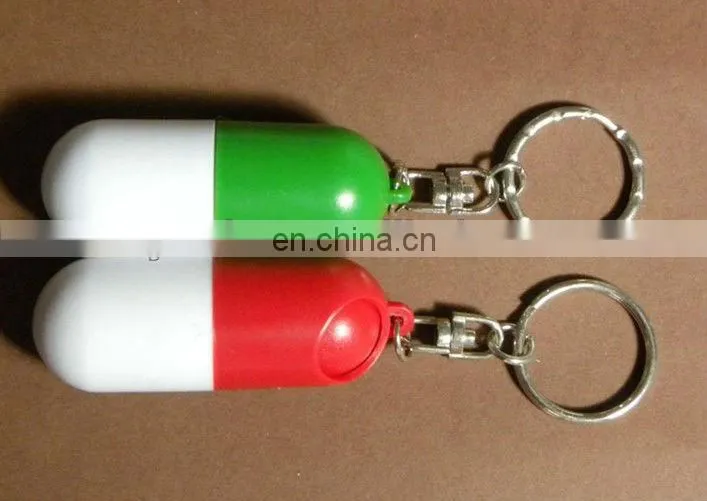 Portable Capsule Style Medicine Bottle Pill Box Keychain