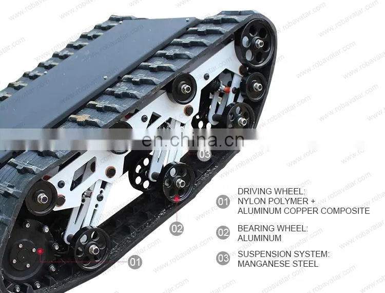 High torque brushless motor AVT-9T rubber crawler robot chassis commercial robot rescue robot good for inspection, exploration