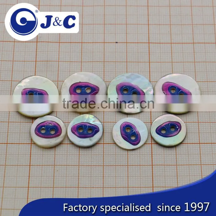 2015 cheap Dying, spraying, electroplate, laser, logo printing, Resin doming, Agoya shell button