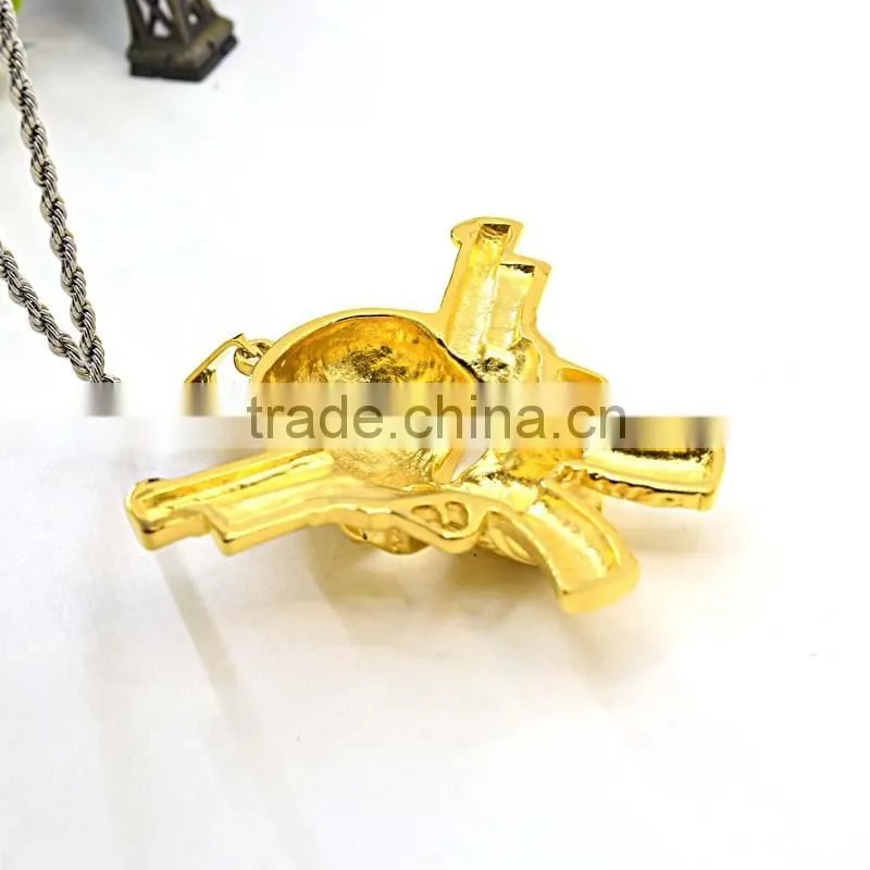 Simple gold pendant design stainless steel jewelry men skull gold pendant