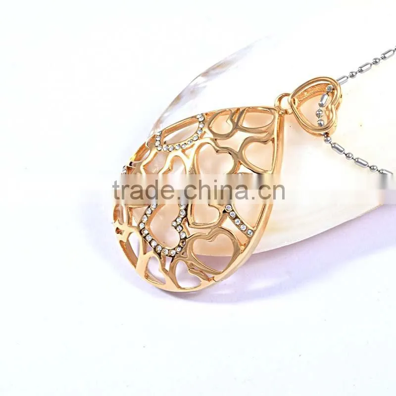 Women'S Gender Drop Water Shape Gold Plated Edge Druzy Gemstone Pendant