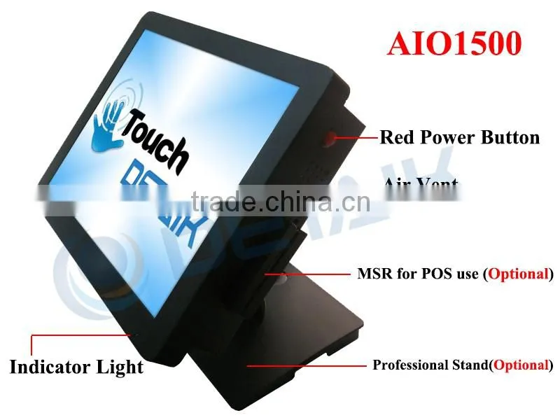 15 inch Touchscreen All In One PC / Intel CPU 2GB RAM 250GB HDD