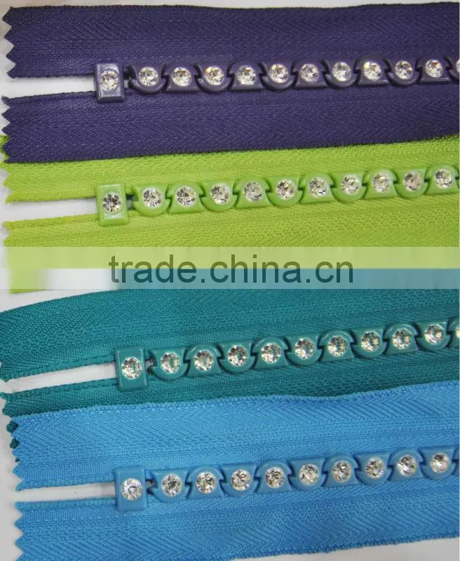 NO 8 rhinestone/diamond/crystal zipper