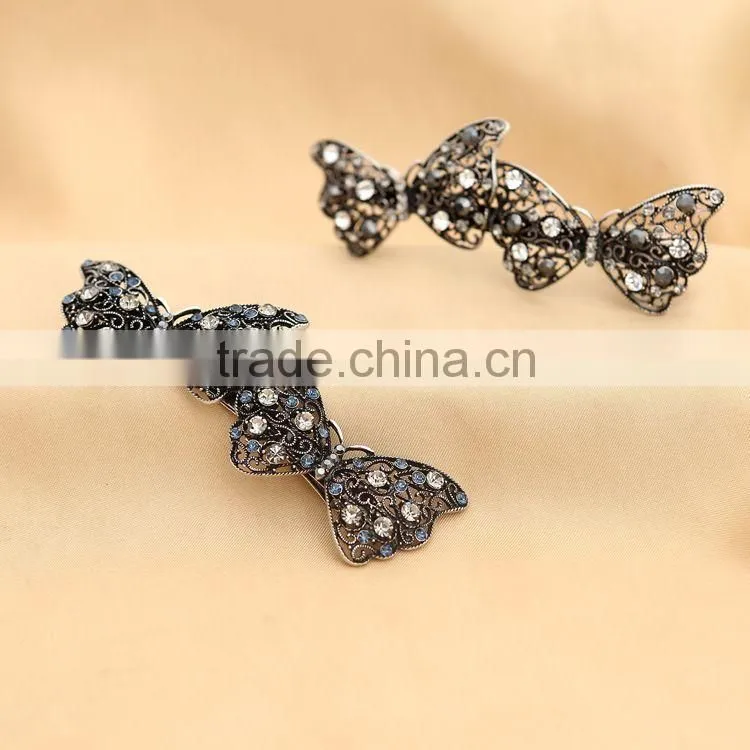 Luxurious Super Cute Loving Butterfly Long Hair Clip Rhinestone Barrettes Hair Ornament Accessories For Women Beauty
