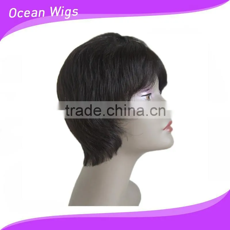 Wholesale stock virgin curly remy brazilian hair short lace full wigs