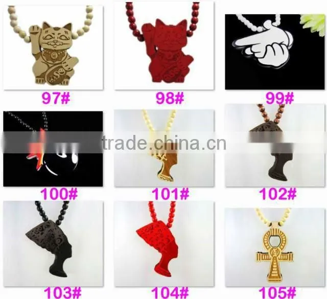 Men's Hip Hop good bamb Pendants Wood Rosary Chains Beads wooden Necklaces
