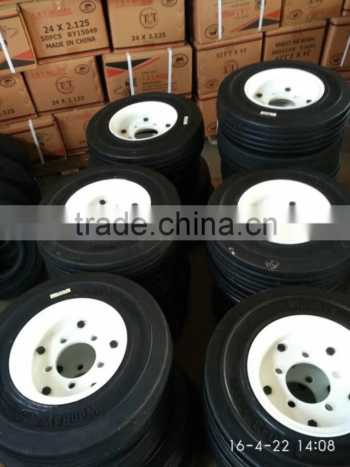 high quality baggage cargo solid tyres 4.00-8 on rims for airport