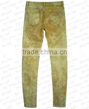 Lady's Colour Paint Jeans -- Yellow