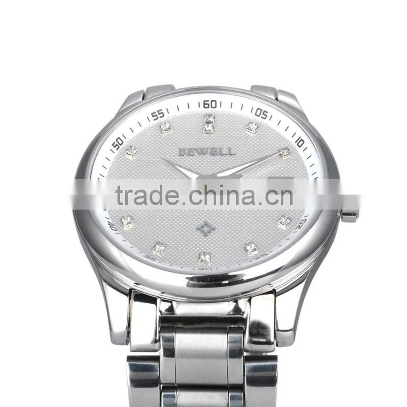 Bewell Stainless Steel Luxury Silver Men's NEW Fashion Quartz Watch WristWatch Watches