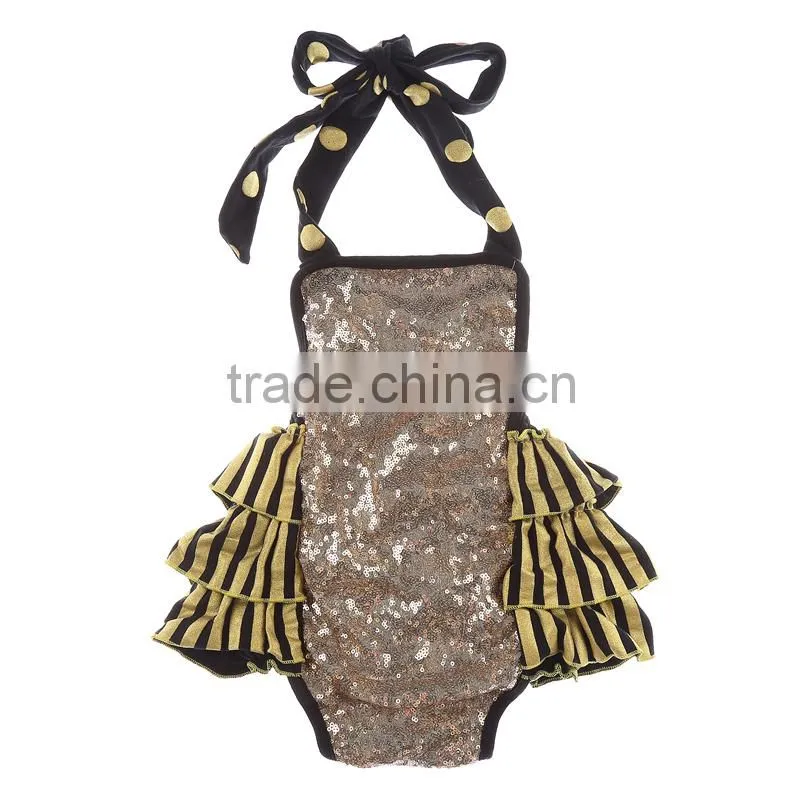 YiWu KaiYa wholesale golden baby romper with ruffle