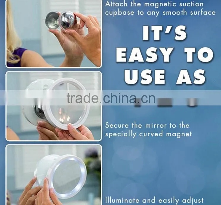 TRAVEL MAKEUP MIRROR WITH LED LIGHTS Swivel Brite Cosmetic 5x Magnifying glass