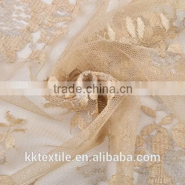 New arrival 100% Nylon mesh silver thread lace black flower lace