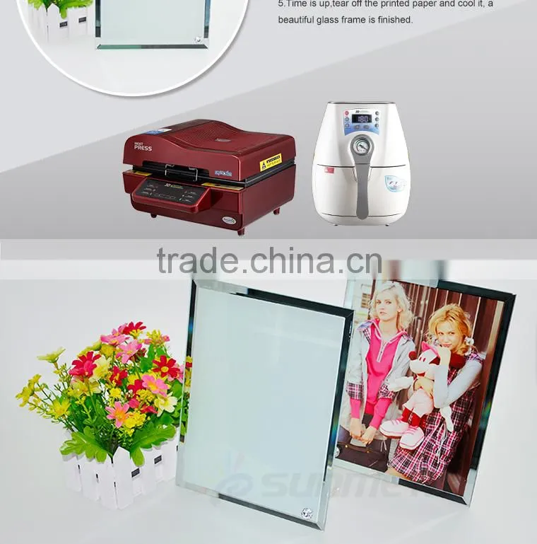 Sunmeta factory directly blank sublimation square glass photo frame with clock BL-26