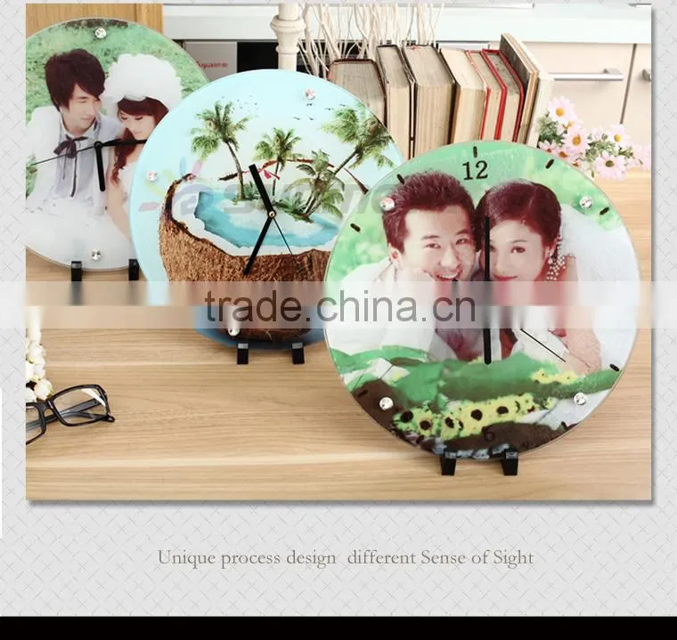 Sunmeta sublimation glass photo frame with clock