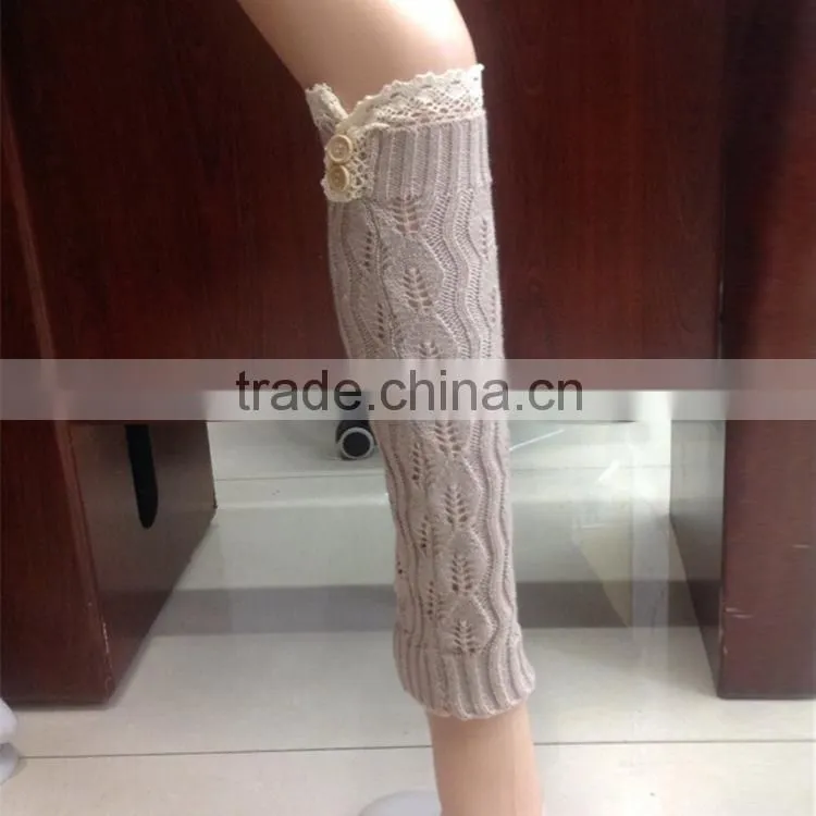 Crochet Acrylic Cheap Leg Warmer Lace Boot Cuff Socks