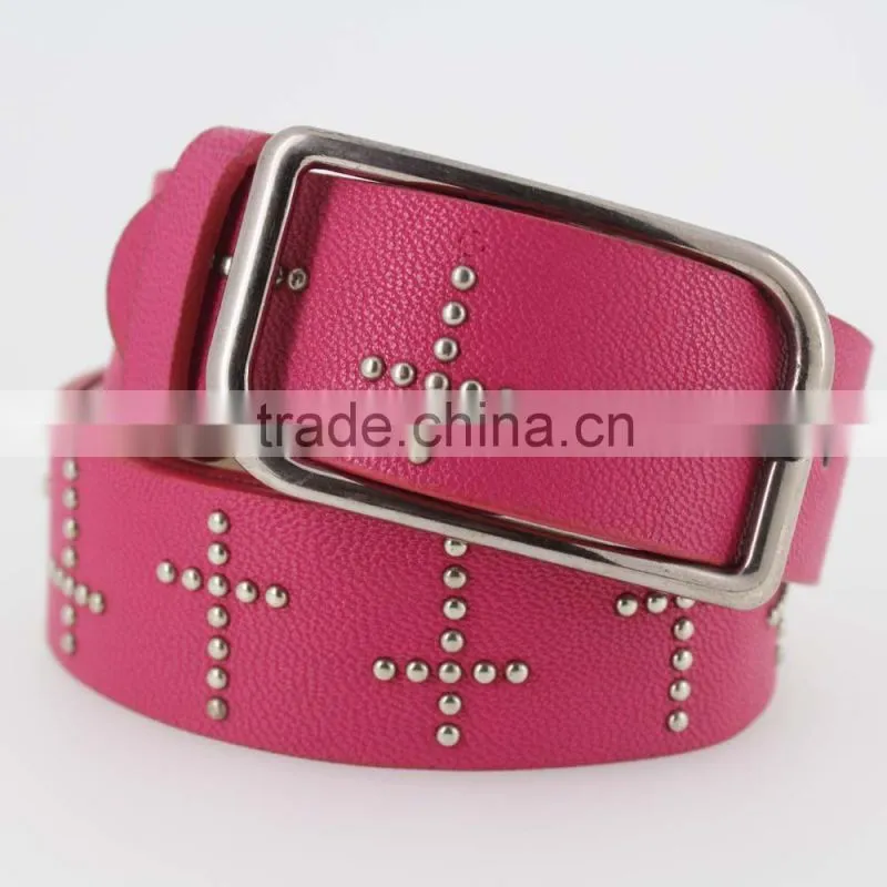 Women's Fashion studded belts for jeans with pu leather square accessories