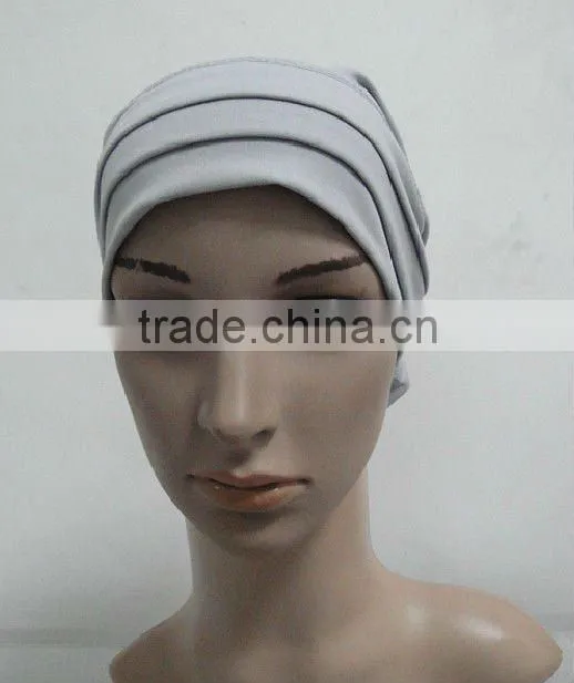 C003 plain tube underscarf with pleat,cotton underscarf and hats