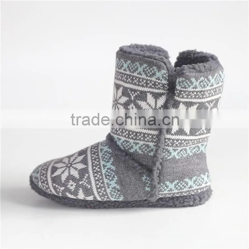 Ladies classical knitted flower slipper boot