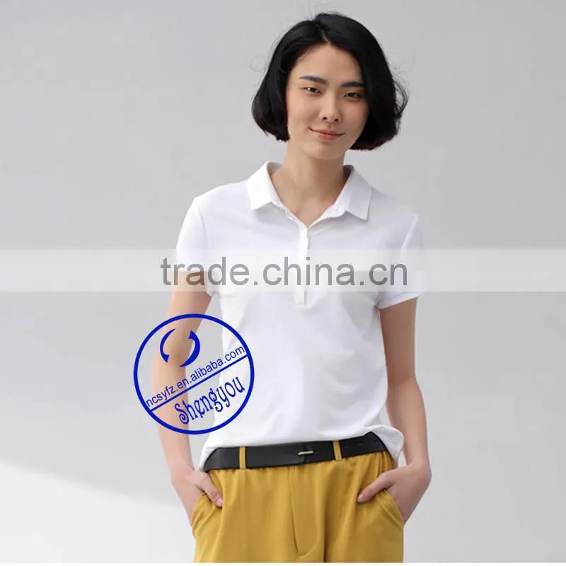 wholesale 100 cotton plain white polo t shirt for women