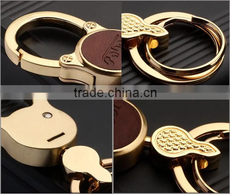 Round Shape Gold Color Luxury Car Keychain