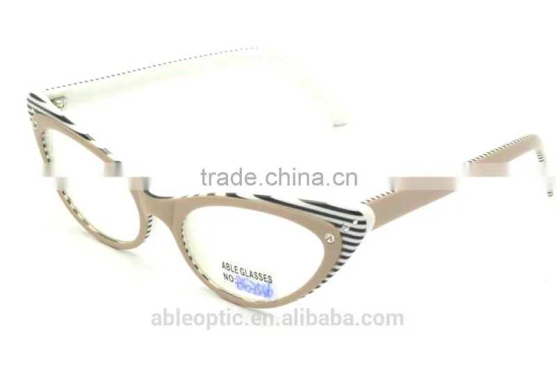 UNIQUE fox eye shape fashion design student acetate hand made spectacles optical frames eyewear eyeglasses with diamond